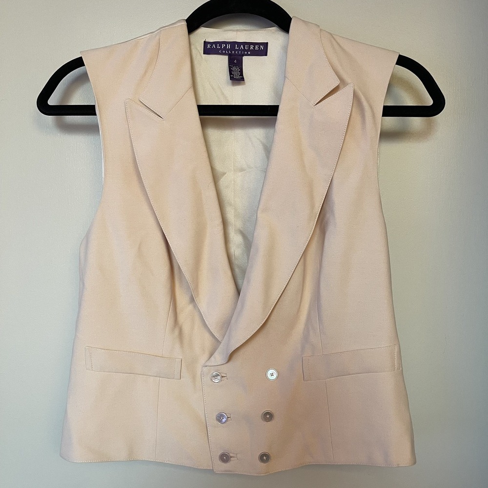 Ralph Lauren Collection Purple Label Women's Double-Breasted Vest 4 Peach Pink